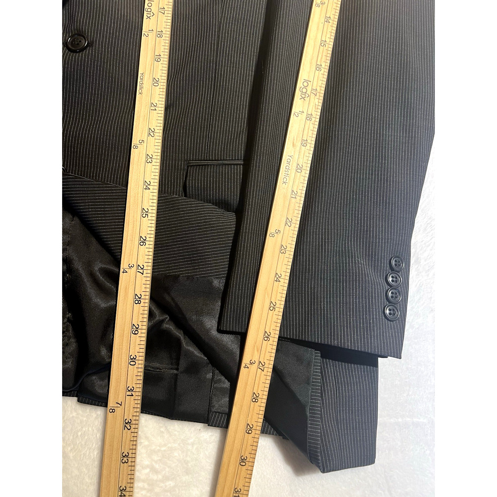 Calvin Klein 44L Mens Blazer Charcoal Gray Micro Stripe Sport Jacket - Picture 15 of 16